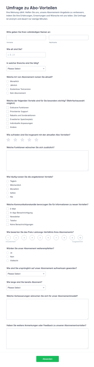 Umfrage Zu Den Vorteilen Des Abonnements