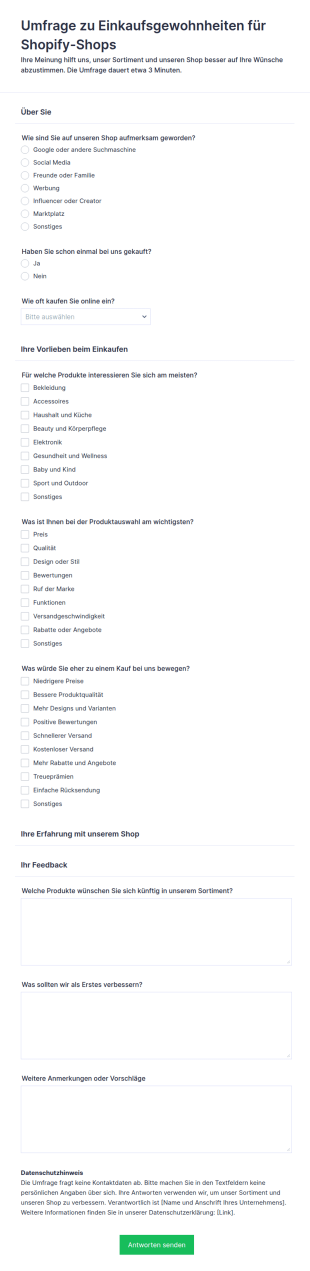 Umfrage Zu Einkaufsgewohnheiten Für Shopify Shops