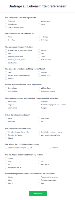 Umfrage Zu Lebensmittelpräferenzen