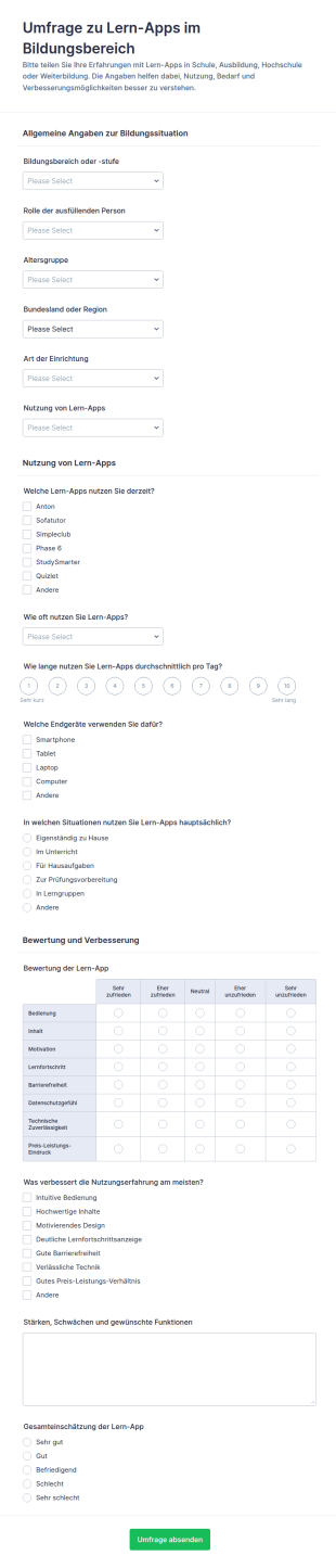 Umfrage Zu Lern Apps Im Bildungsbereich