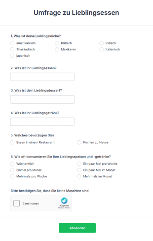 Umfrage Zu Lieblingsessen