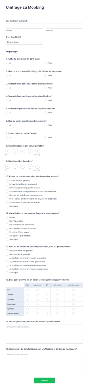 Umfrage Zu Mobbing