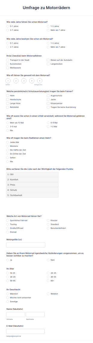 Umfrage Zu Motorrädern