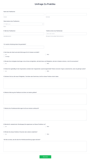 Umfrage Zu Praktika