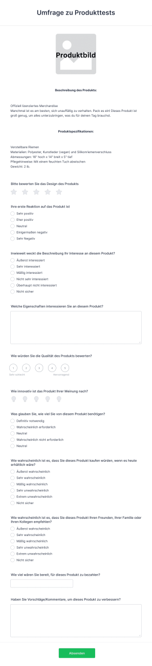Umfrage Zu Produkttests