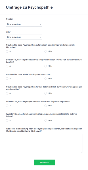 Umfrage Zu Psychopathie