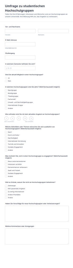 Umfrage Zu Studentischen Hochschulgruppen