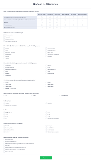 Umfrage Zu Süßigkeiten Form Template