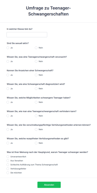 Umfrage Zu Teenager Schwangerschaften