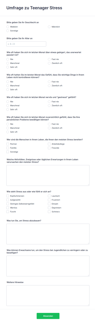 Umfrage Zu Teenager Stress