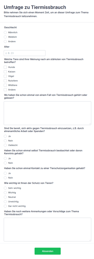 Umfrage Zu Tiermissbrauch