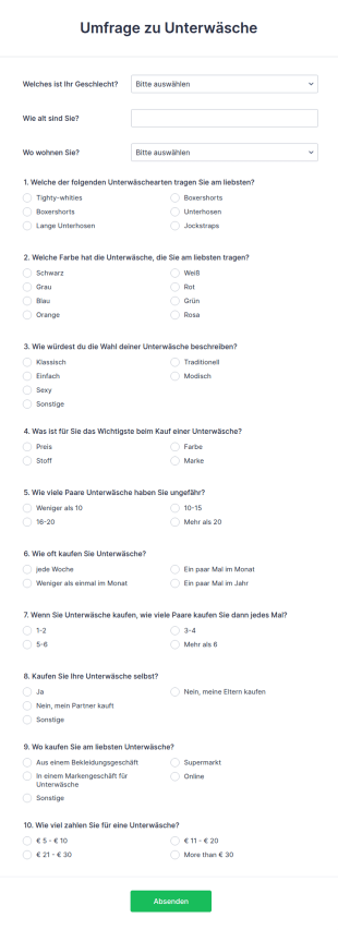 Umfrage Zu Unterwäsche