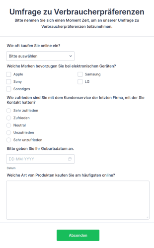 Umfrage Zu Verbraucherpräferenzen