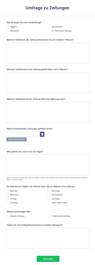 Umfrage Zu Zeitungen