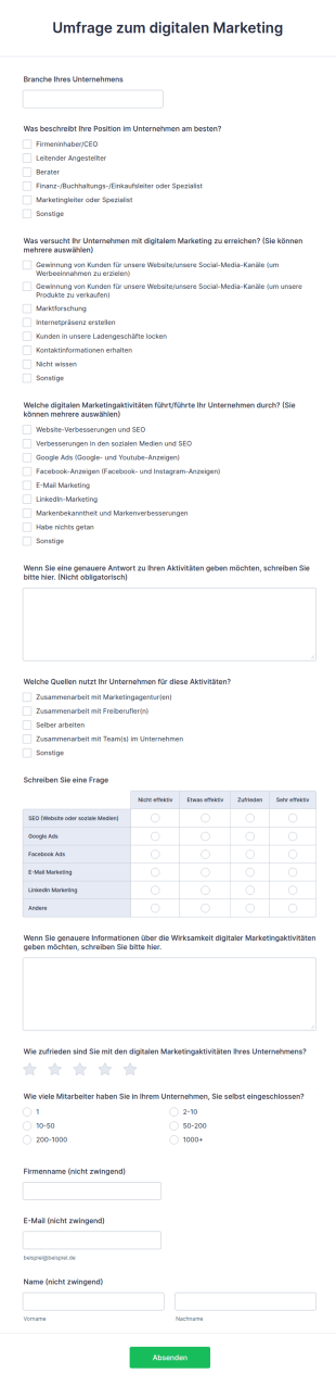 Umfrage Zum Digitalen Marketing