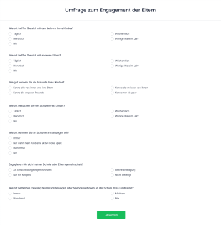 Umfrage Zum Engagement Der Eltern Form Template