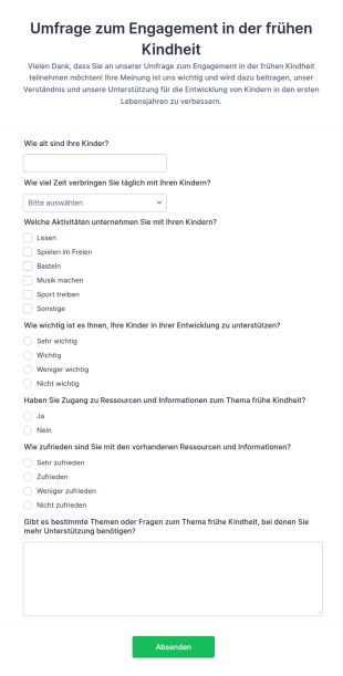 Umfrage Zum Engagement In Der Frühen Kindheit