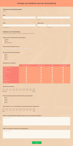Umfrage Zum Feedback Nach Der Veranstaltung Form Template