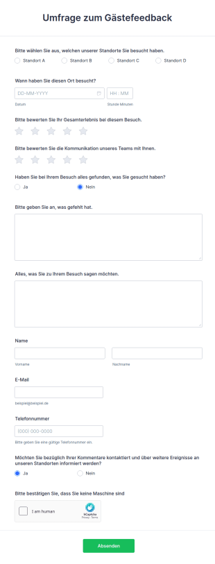 Umfrage Zum Gästefeedback