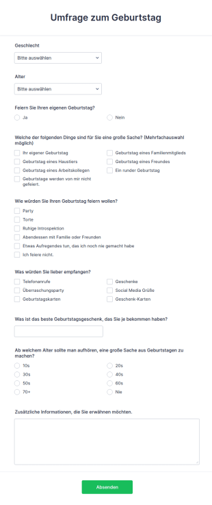 Umfrage Zum Geburtstag