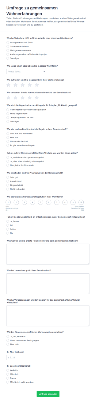 Umfrage Zum Gemeinschaftlichen Zusammenleben