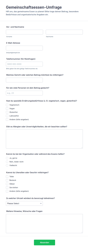 Umfrage Zum Gemeinschaftsessen Zum Erntedankfest