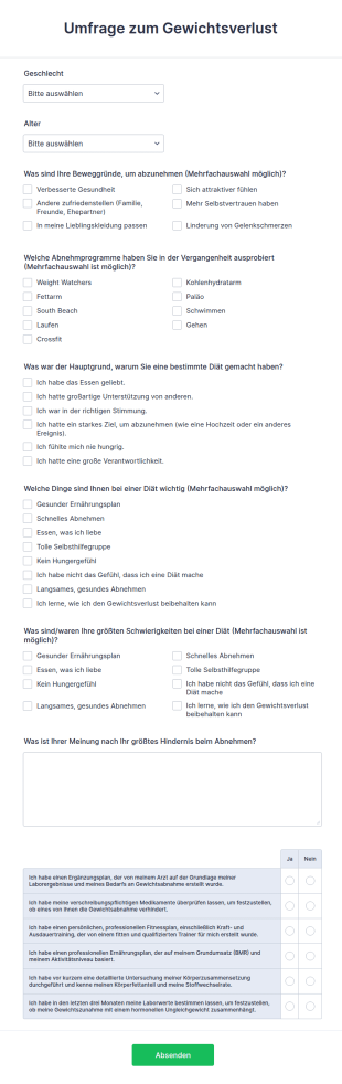 Umfrage Zum Gewichtsverlust