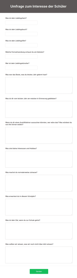 Umfrage Zum Interesse Der Schüler