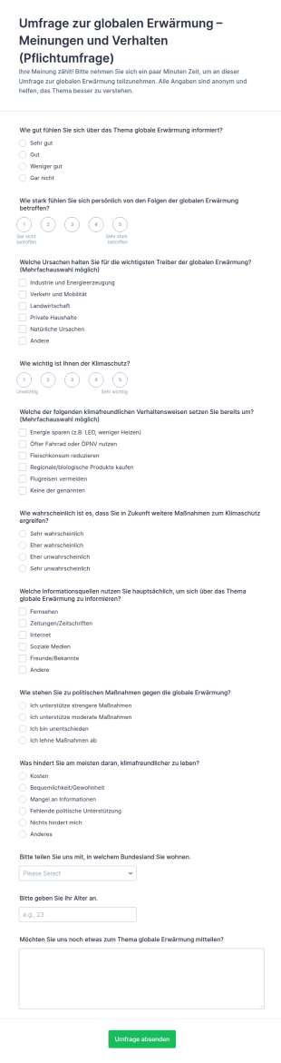 Umfrage Zum Klimawandel
