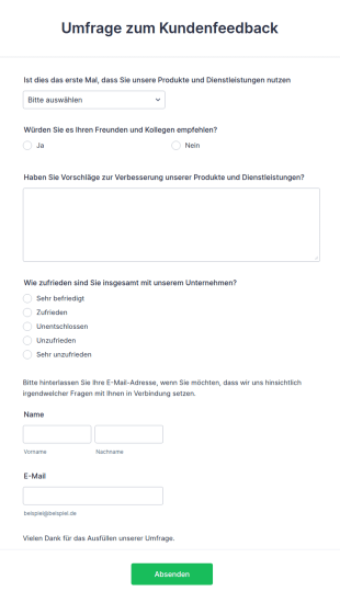 Umfrage Zum Kundenfeedback