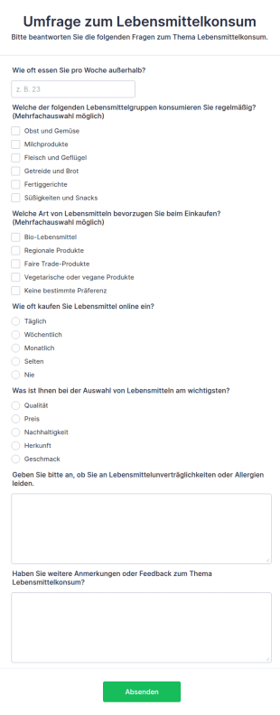 Umfrage Zum Lebensmittelkonsum