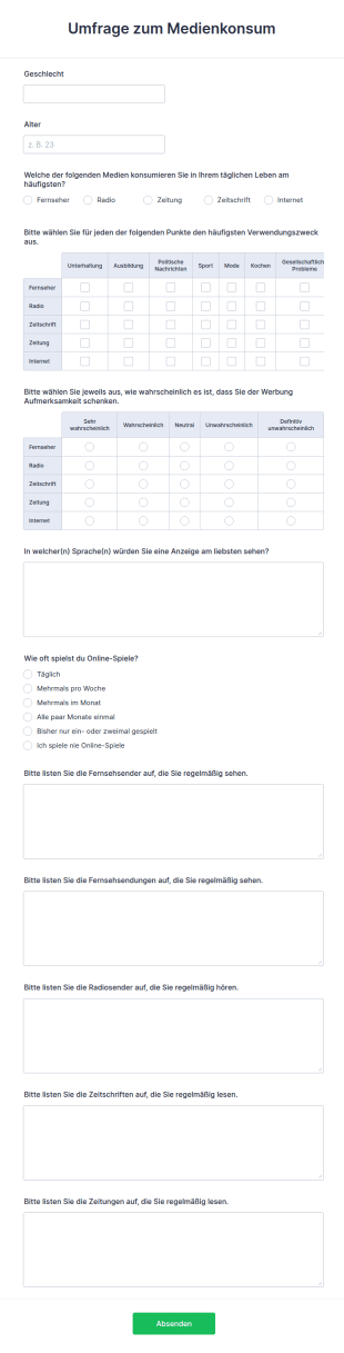 Umfrage Zum Medienkonsum