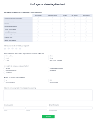 Umfrage Zum Meeting Feedback Form Template