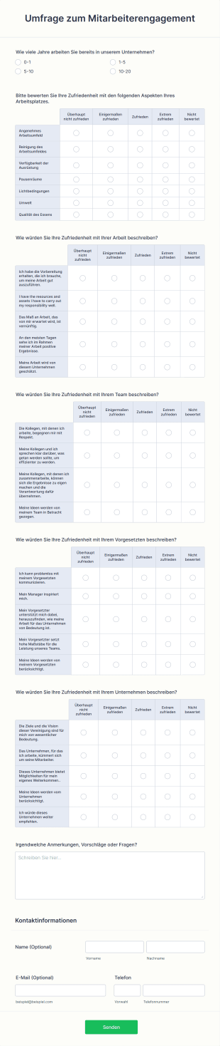 Umfrage Zum Mitarbeiterengagement Form Template