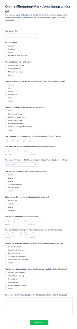 Umfrage Zum Online Shopping Marktforschung