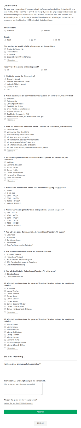 Umfrage Zum Onlineshopping
