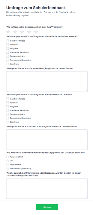 Umfrage Zum Schülerfeedback