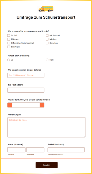 Umfrage Zum Schülertransport Form Template