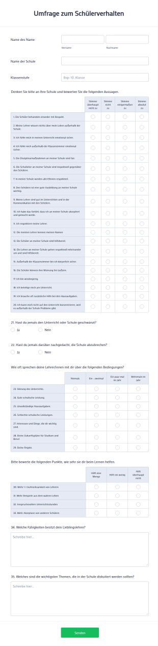 Umfrage Zum Schülerverhalten