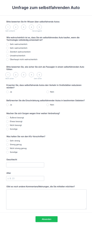 Umfrage Zum Selbstfahrenden Auto
