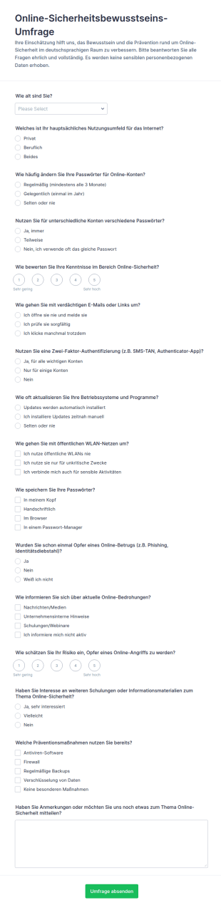 Umfrage Zum Sicherheitsbewusstsein Im Online Bereich