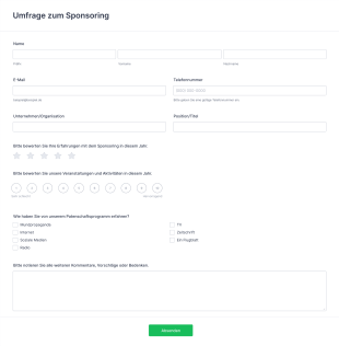 Umfrage Zum Sponsoring Form Template