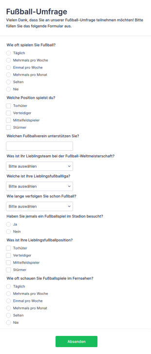 Umfrage Zum Thema Fußball