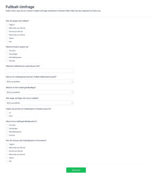Umfrage Zum Thema Fußball Form Template