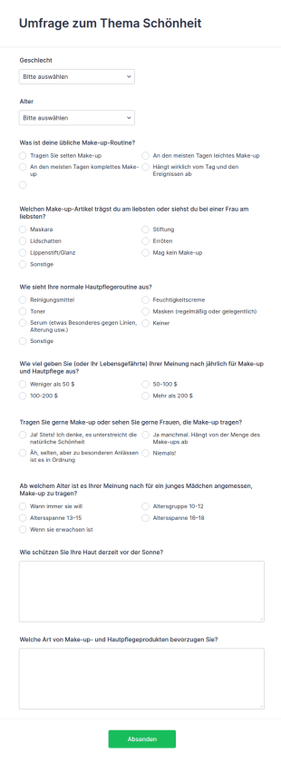 Umfrage Zum Thema Schönheit