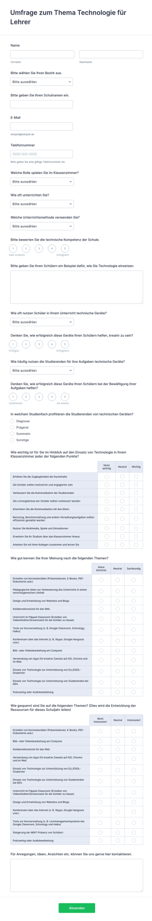 Umfrage Zum Thema Technologie Für Lehrer
