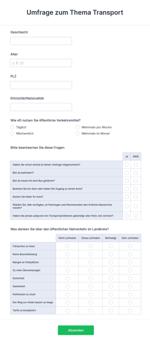 Umfrage Zum Thema Transport