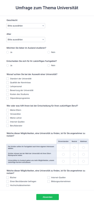 Umfrage Zum Thema Universität