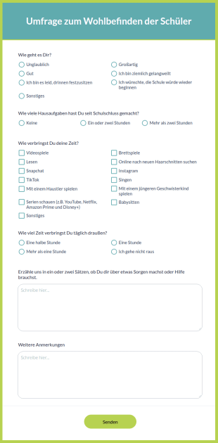 Umfrage Zum Wohlbefinden Der Schüler