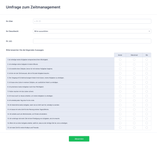 Umfrage Zum Zeitmanagement Form Template